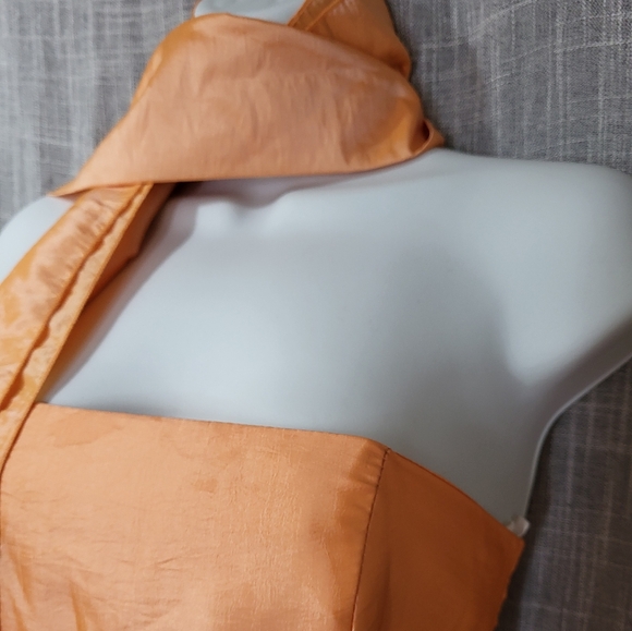 🎃ORANGE STRAPLESS RUFFLE PROM, HOMECOMING DRESS 90s does 50s Halloween - Picture 6 of 16